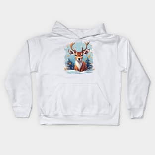 Chrismtas deer design, christmas scene with deer Kids Hoodie